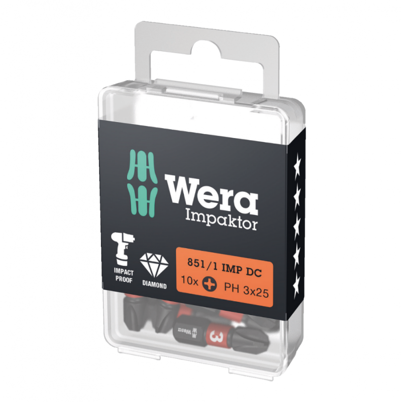 Atsuktuvo antgalis WERA, 851/1 IMP DC PH3 25mm, 10vnt.