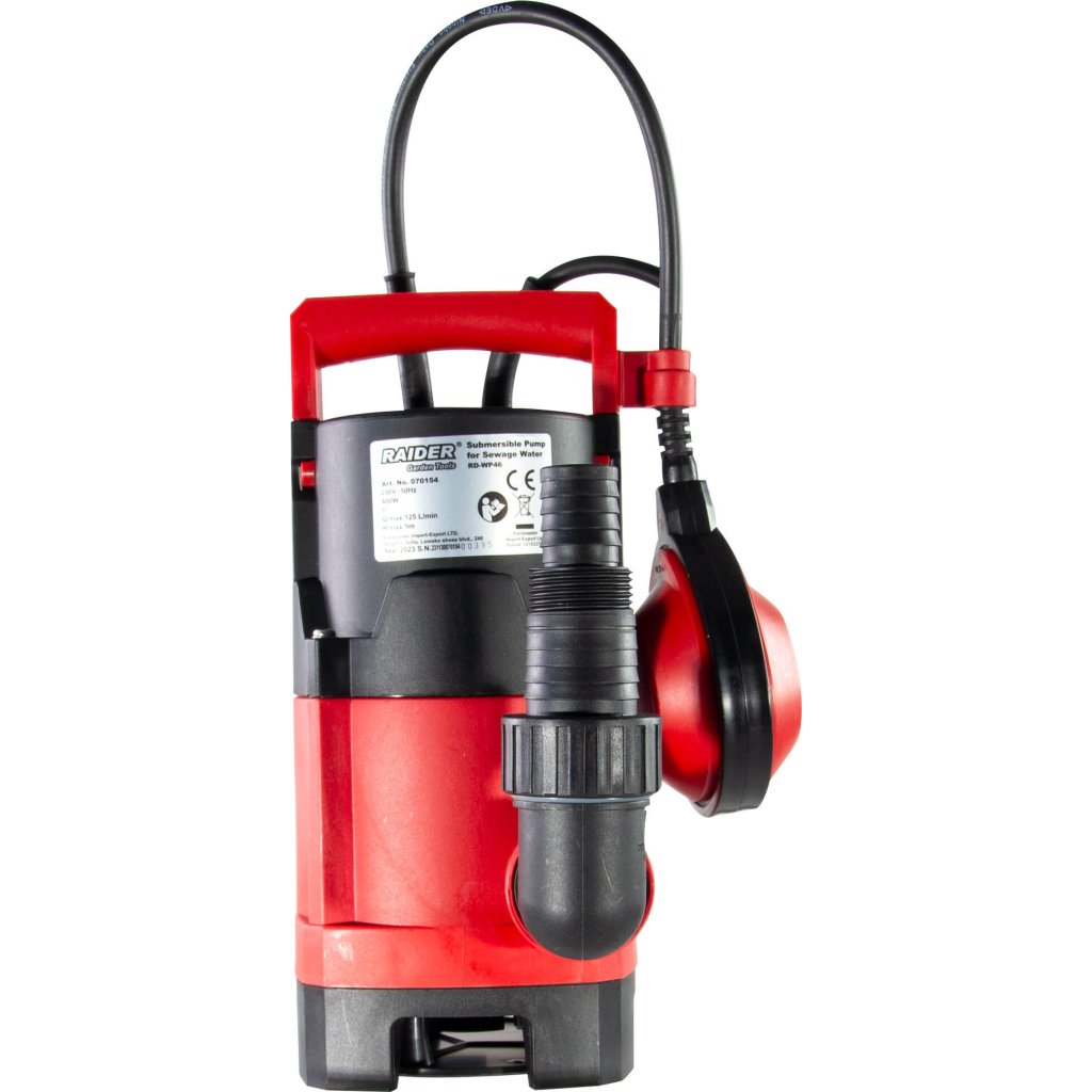 Panardinamas siurblys RAIDER RD-WP46, su plūde, kėlimo aukštis 7 m, našumas 125 l/min, galia 400 W