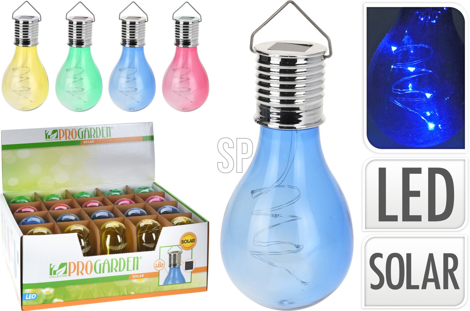 LED terasos lemputė, pakabinama, su saulės baterija, keturios skirtingos sp.