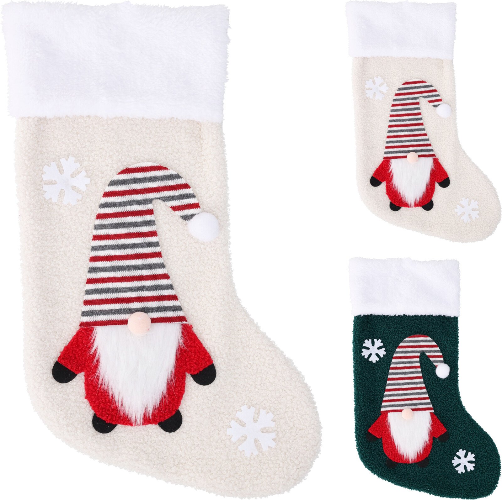 Kalėdinė dovanų kojinė Nykštukas, 2 skirtingi dizainai, 43 x 25 cm