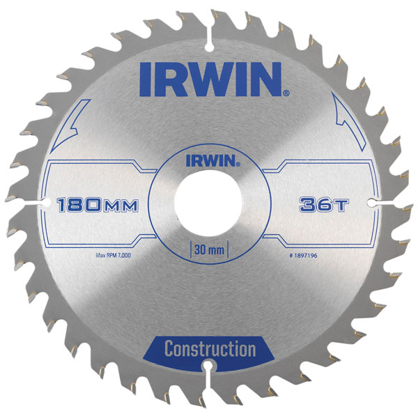 Medžio pjovimo diskas su kietmetaliu IRWIN, 180 mm x 36 T