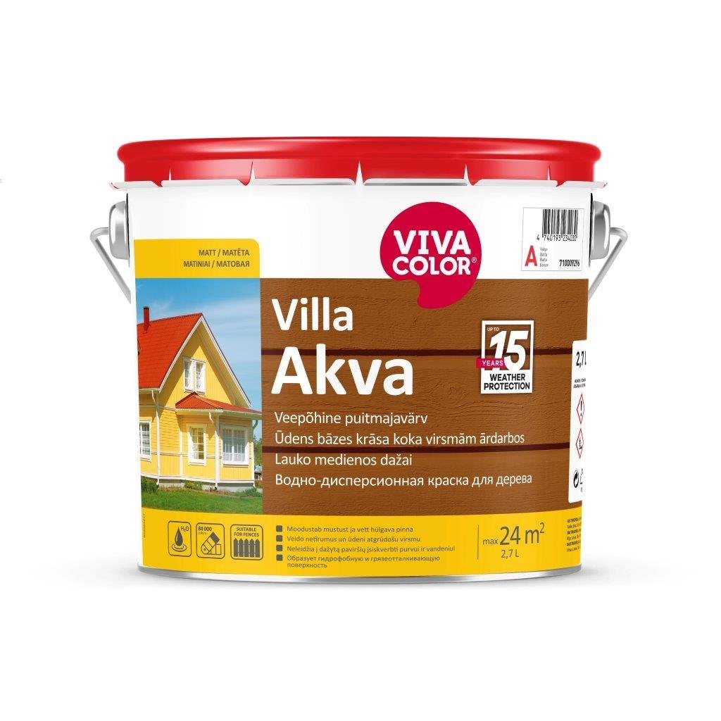 Medinių fasadų dažai VIVACOLOR Villa Akva, 2,7 l, A bazė