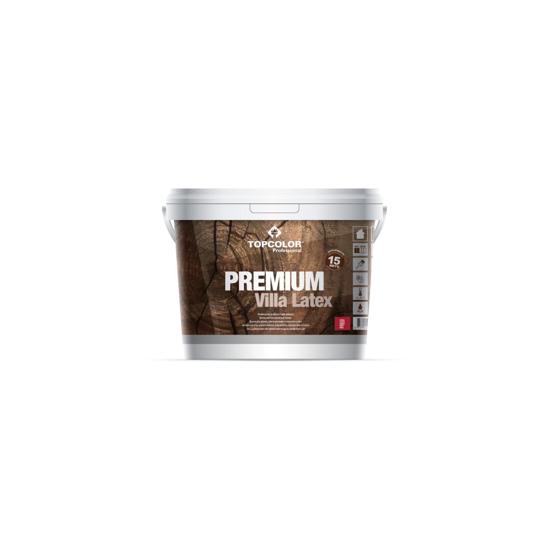 Medienos fasado dažai TOPCOLOR Premium Villa Latex, 3 l, skandinaviškos vyšnios sp.