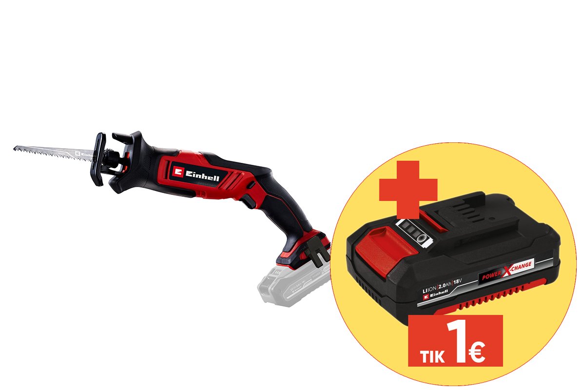 Akumuliatorinis tiesinis pjūklas EINHELL TE-AP 18/13 Li - Solo, 18 V, komplekte 2 pjūkleliai, be akumuliatorių ir kroviklio