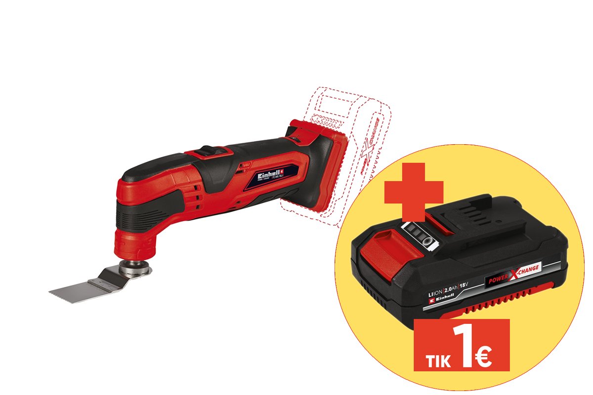Akumuliatorinis daugiafunkcinis įrankis EINHELL TC-MG 18 Li, Solo, 18 V, Li-ion, svoris 0,88 kg, be akumuliatoriaus