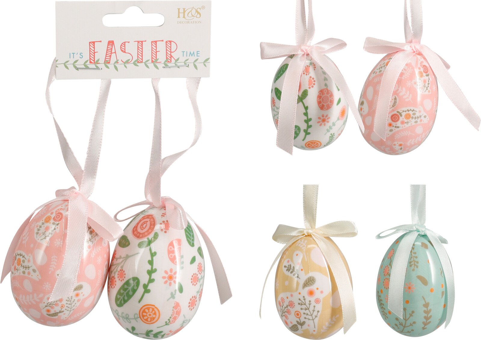 Velykinė dekoracija Kiaušiniai, pakabinami, 2 vnt., 2 skirtingų dizainų