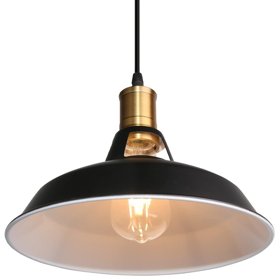 Pakabinamas šviestuvas G.LUX Gt-310-D31-1S-Bl Loft-7, 1 x E27, 310 mm skersmens gaubtas, juodos/žalvario sp.
