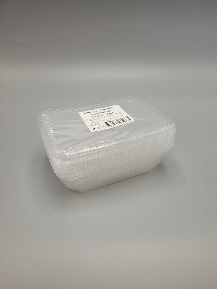 Šaldymo indeliai su dangteliu, 5 vnt., skaidrūs, 1000 ml