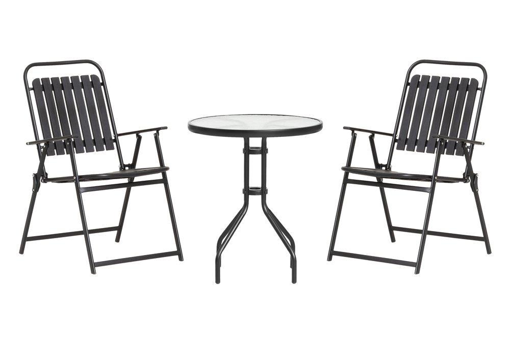 Lauko baldų komplektas 4LIVING Eila, komplektą sudaro 2 kėdės ir stalas, pilkos sp.