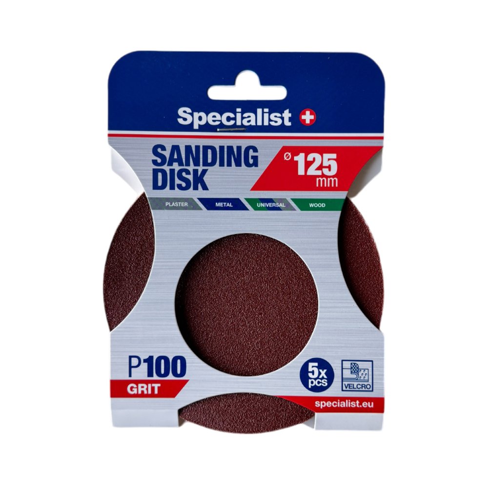 Šlifavimo diskas SPECIALIST+, P100, 125 mm, 5 vnt.