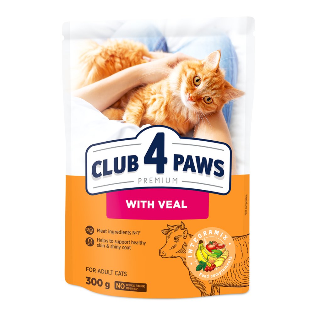 Sausas kačių ėdalas CLUB4PAWS, veršiena, 300g