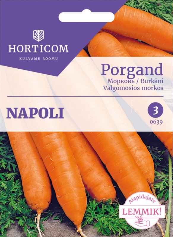 Daržovių sėklos, HORTICOM morkos valgomosios Napoli, 1600 sėklų