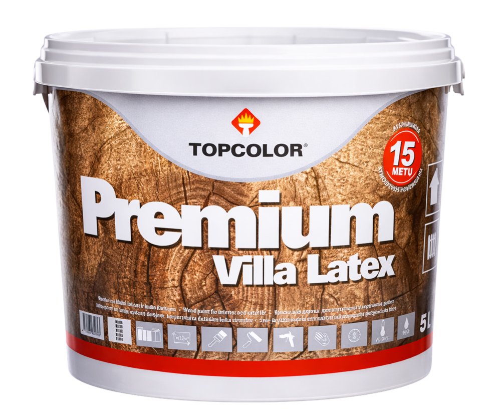 Medienos fasado dažai TOPCOLOR Premium Villa Latex, 5 l, baltos sp.