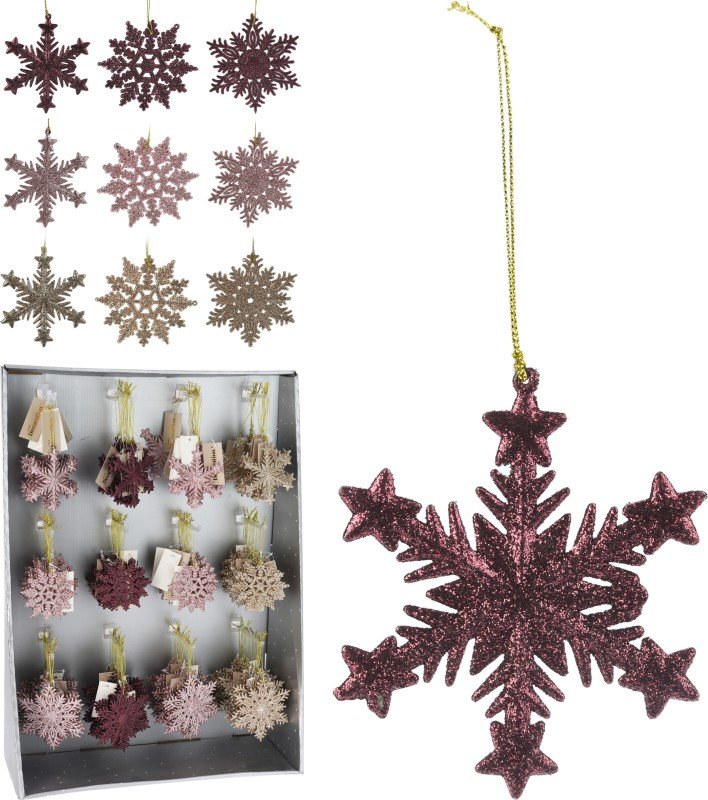 Eglutės žaisliukas Snaigė, su blizgučiais, 3 skirtingi dizainai ir spalvos