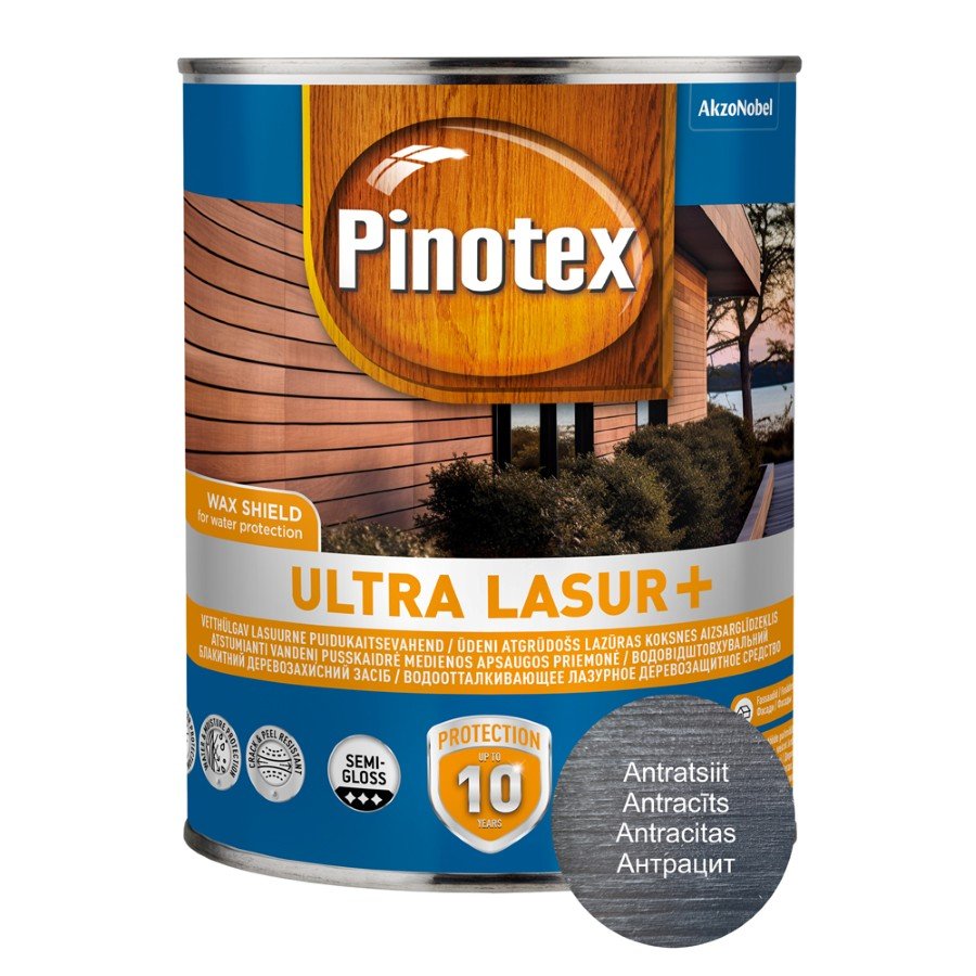 Medienos impregnantas PINOTEX Ultra OP Lasur+ Antracitas 1L