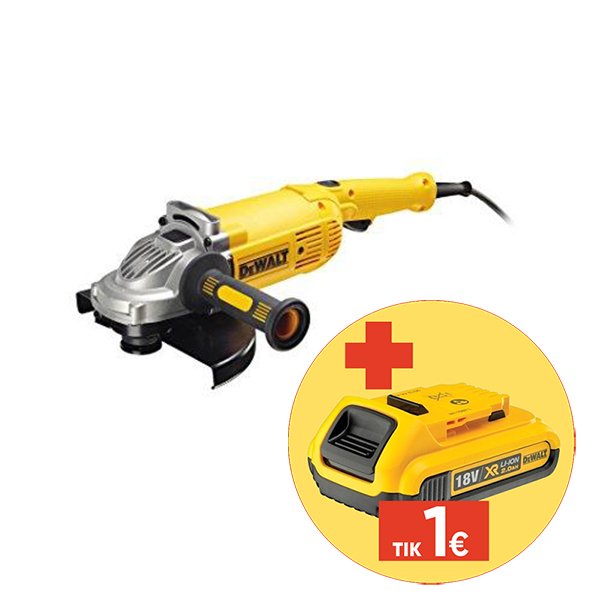 Elektrinis kampinis šlifuoklis DEWALT DWE492-QS, galia 2200 W, 230 mm