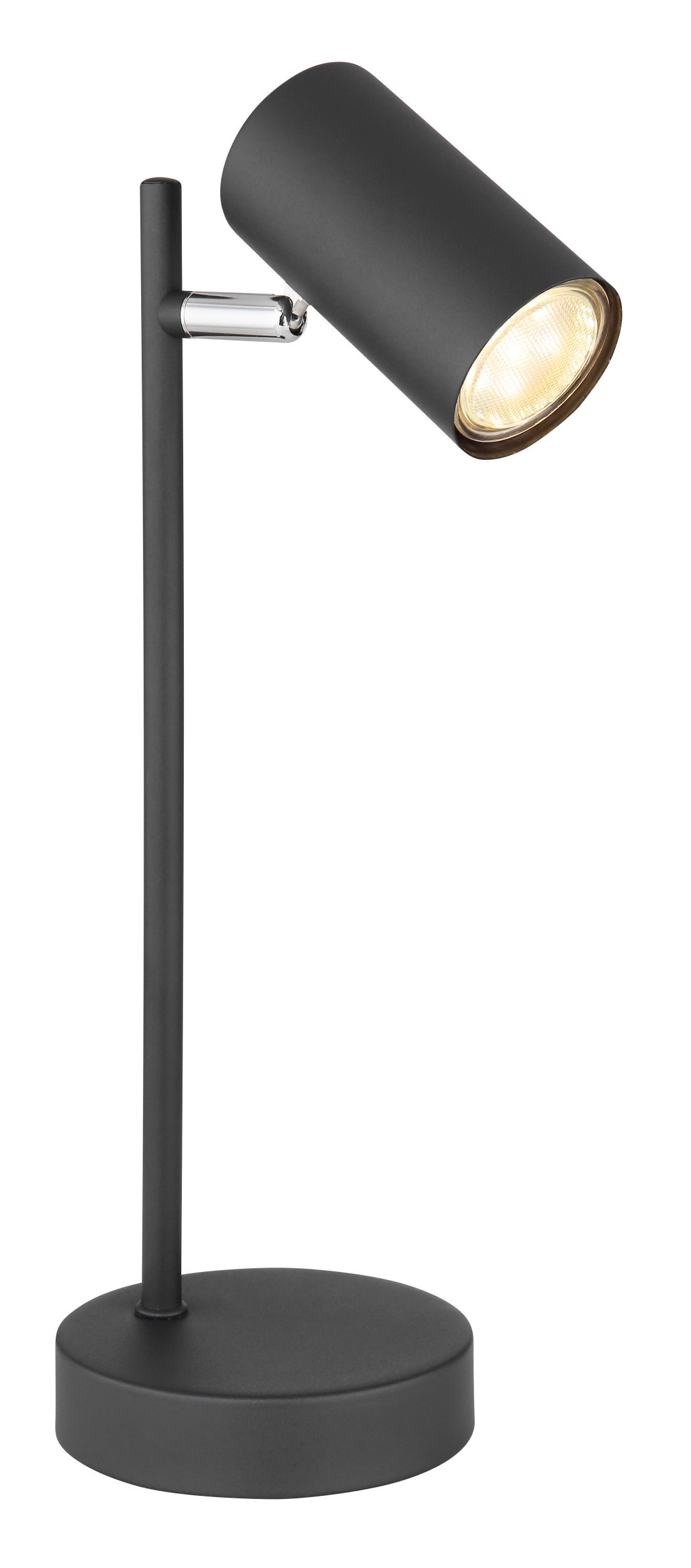 Stalinis nakties šviestuvas GLOBO Robby, GU10, 1 x 5W, 230V, su jungikliu ant 1,5 m ilgio laido, metalinis, matinės juodos sp., 120 x 120 x 350 mm, 57910TB
