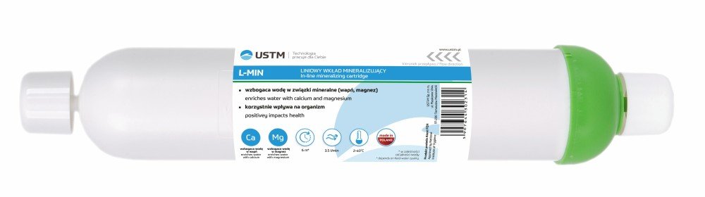 Vandens filtravimo kasetė USTM L-MIN-Q, 10", In-Line, mineralizuojantis filtras, 1/4" greita jungtis