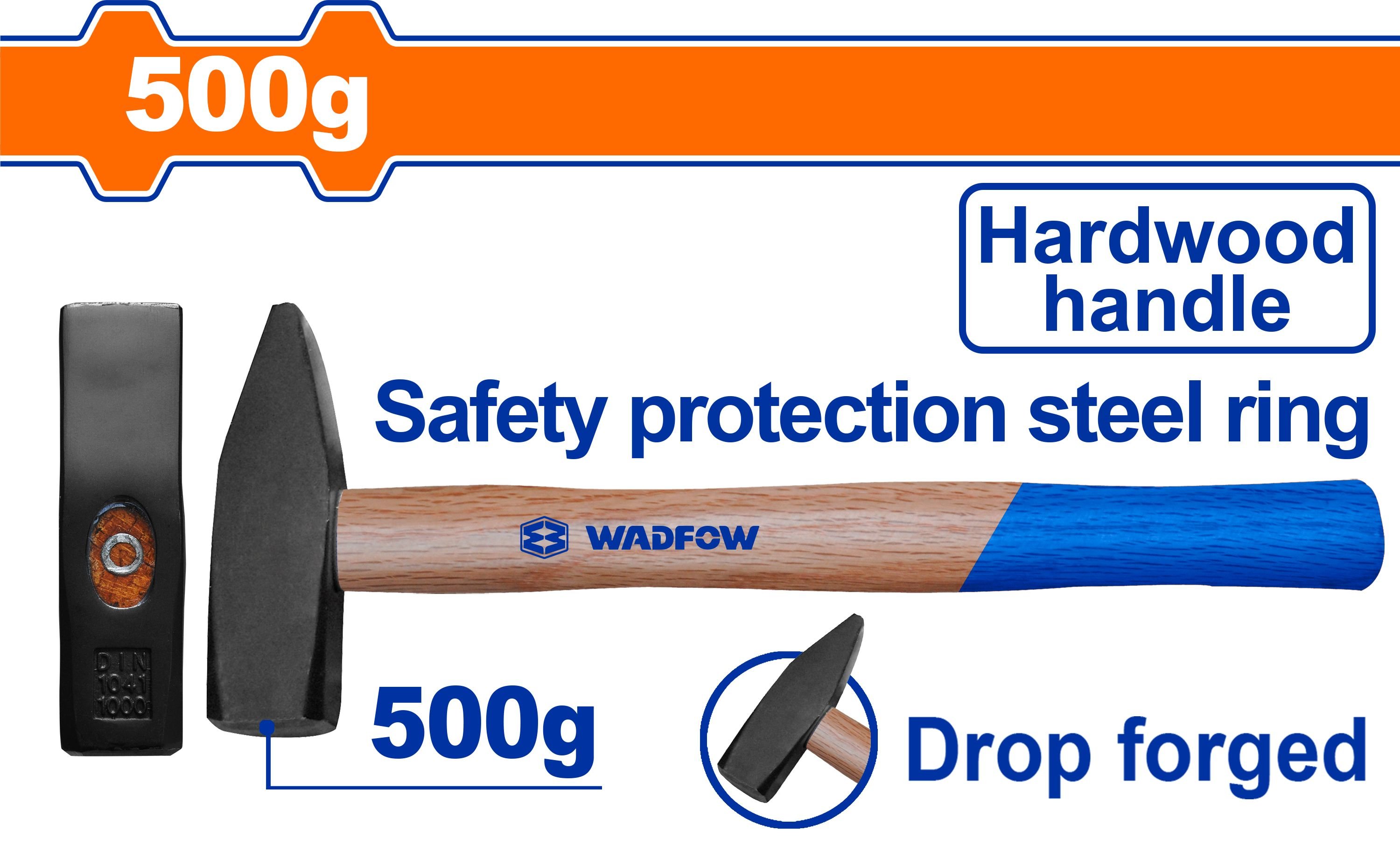 Mechaniko plaktukas WADFOW, kietmedžio rankena, 45CS, 0,5 kg, WMB1305