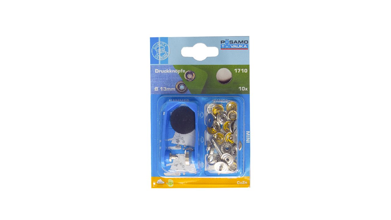 Kniedės POSAMO VAUKA Mini, 13 mm, žalvaris, 10 vnt.