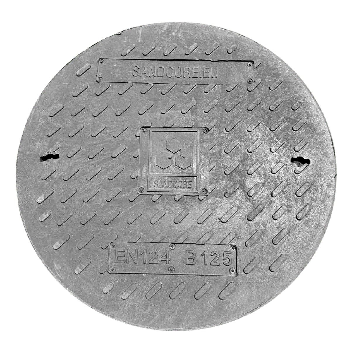 Kanalizacijos šulinio dangtis SANDCORE B125, 790 mm, apkrova 12,5t, apvalus, kompozitas