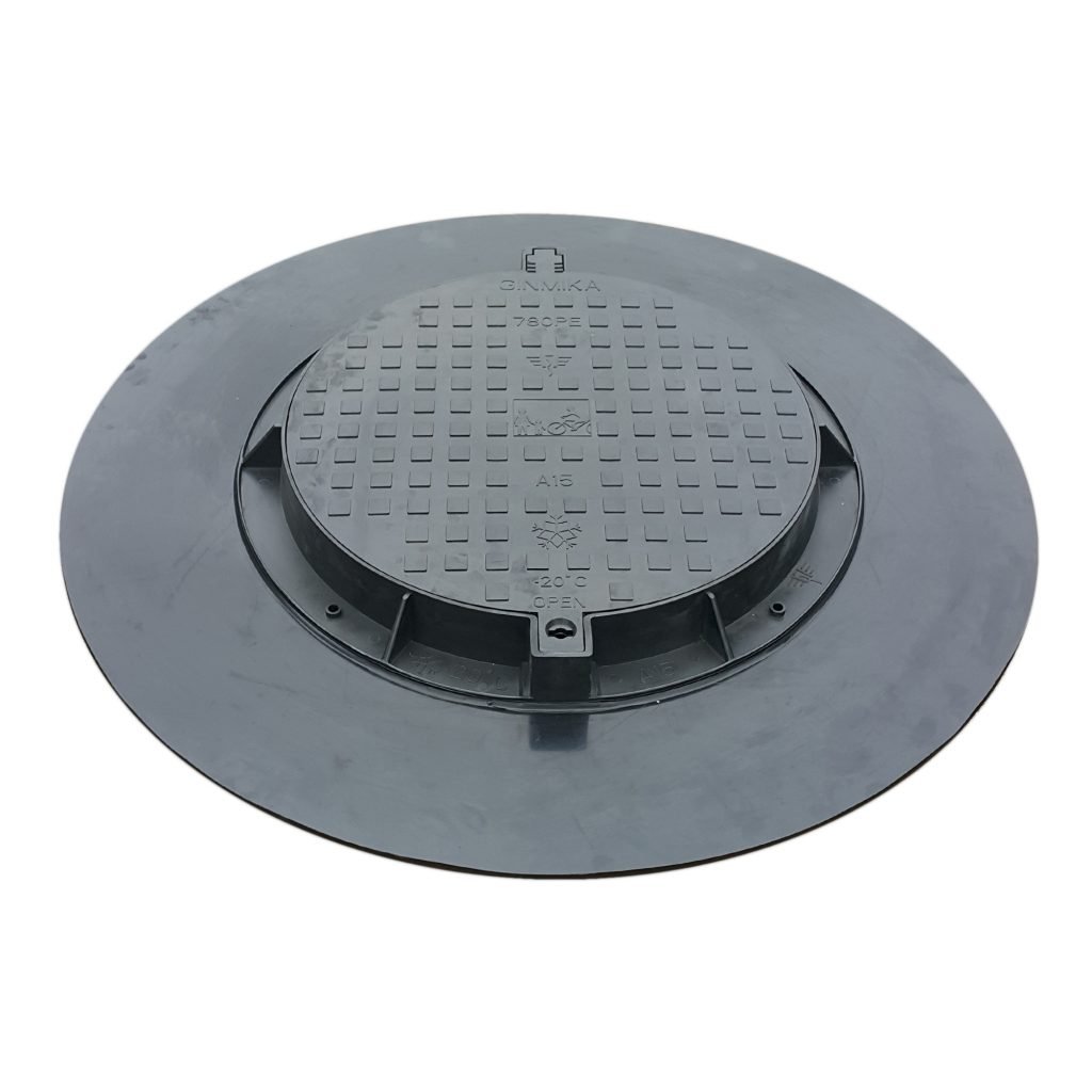 Šulinio dangtis GINMIKA 780 PE, su praplatinimu, A15, 1000x95mm, juodas