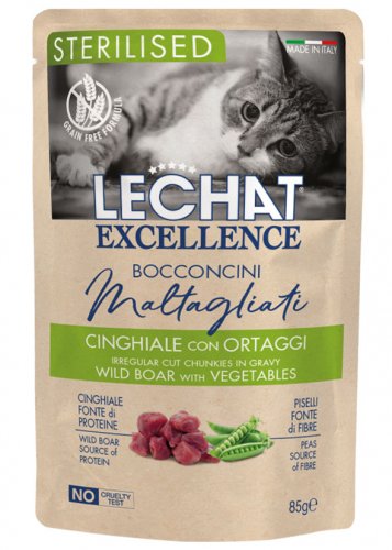 Konservuotas kačių ėdalas LECHAT EXCELLENSE , suaugusioms sterilizuotoms katėms, su šerniena ir daržovėmis, 85 g