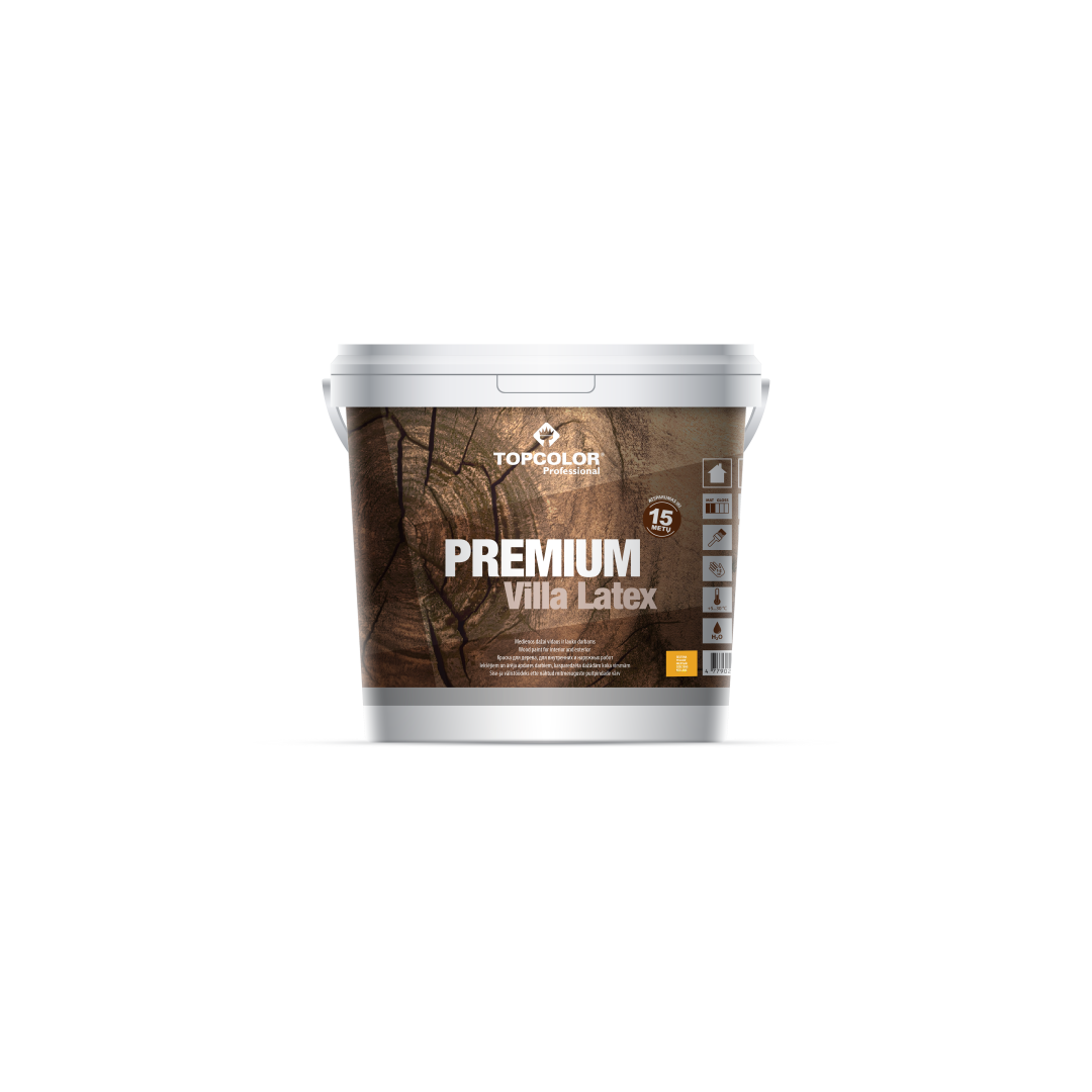 Medienos fasado dažai TOPCOLOR Premium Villa Latex, 5 l, geltonos sp.