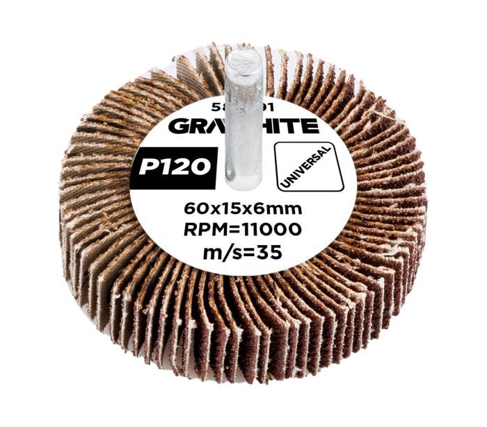 Žiedlapinis šlifavimo cilindras GRAPHITE, 60 x 15 x 6 mm, P120