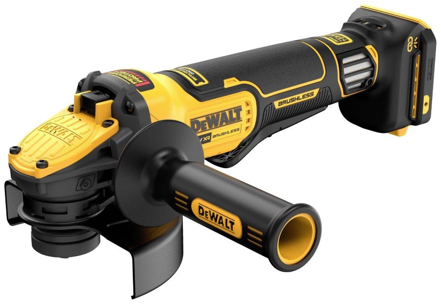 Akumuliatorinis kampinis šlifuoklis DEWALT DCG416VSN-XJ, 18 V, 125 mm, reguliuojamos apsukos, be akumuliatorių ir kroviklio