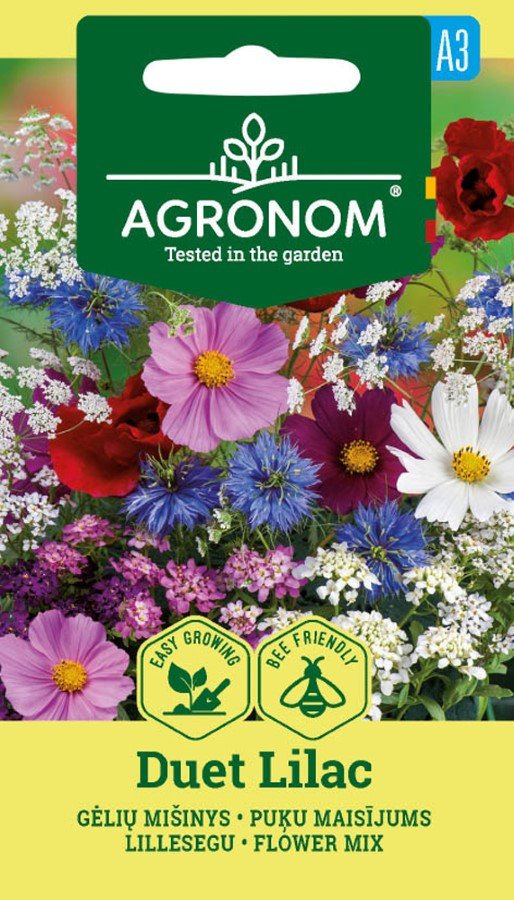 Gėlių sėklos, AGRONOM gėlių mišinys DUET LILAC, 1 g.
