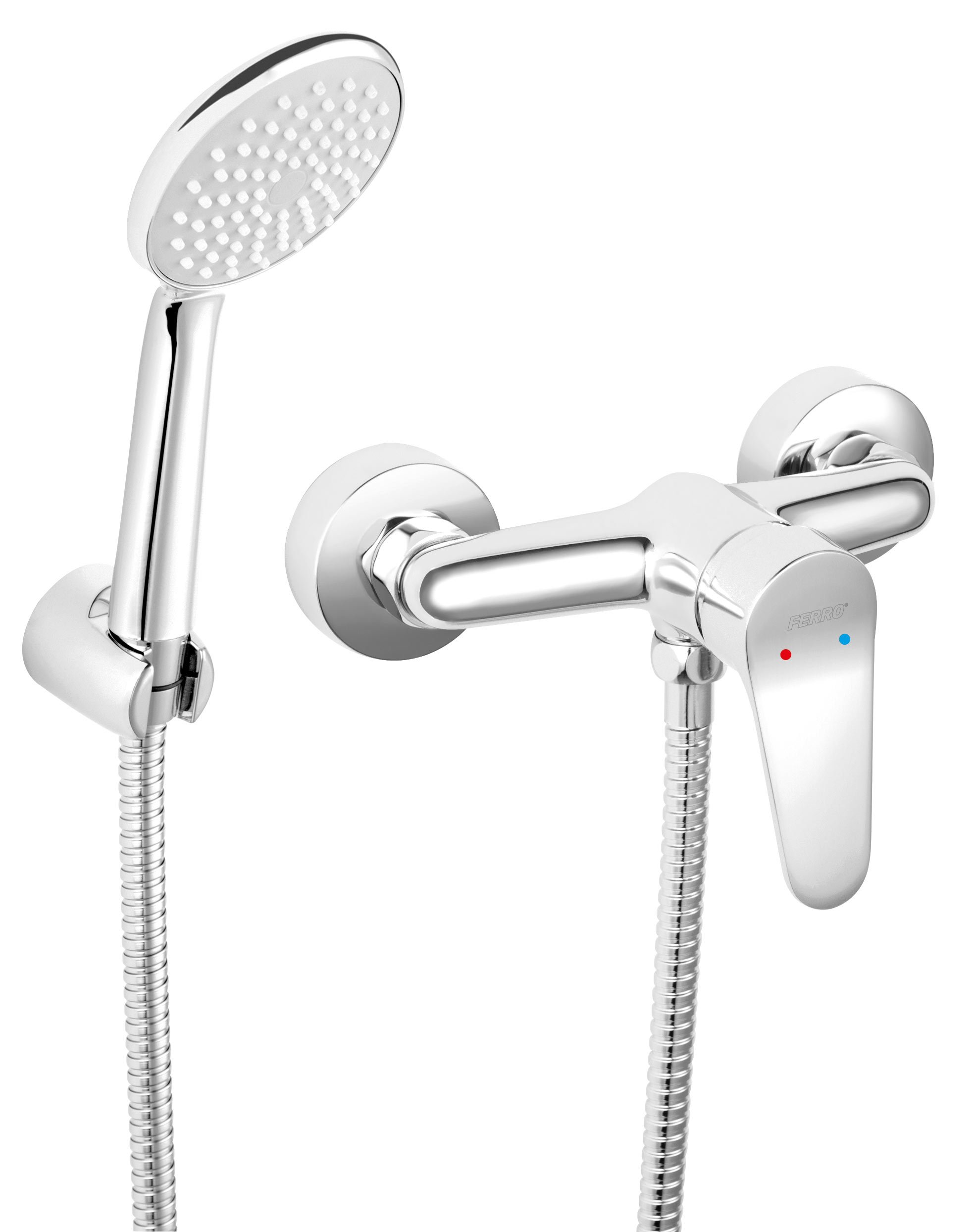 Dušo maišytuvas FERRO Abba, su dušo komplektu, chromuotas, BAB77