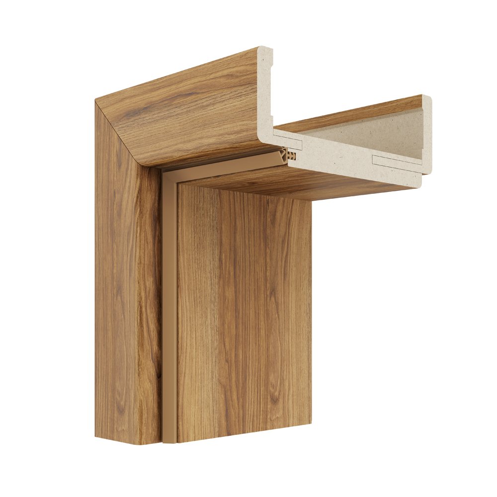 Laminuota durų stakta VIVENTO, reguliuojama, su apvadais, komplektas durų varčiai, dešininė, spl. Catania oak, 100-140x91x2108 mm, 2 vnt., 110-140x91x885 mm, 1 vnt.