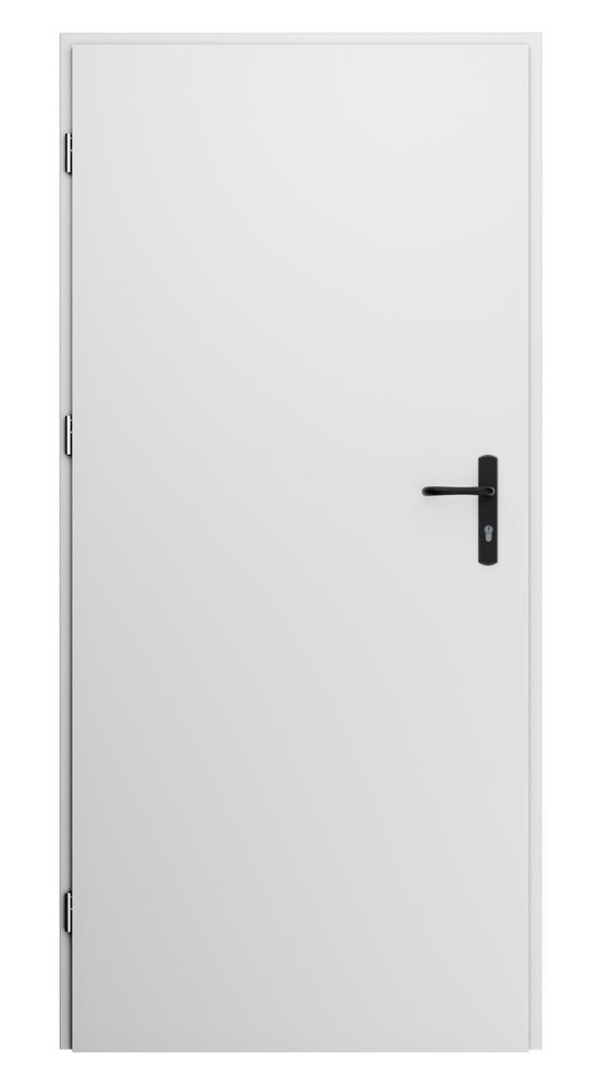 Plieninės durys, su stakta ir furnitūra, kairinės STALPRODUKT, spl. balta RAL 9010, 2060x885x40 mm, A140170097