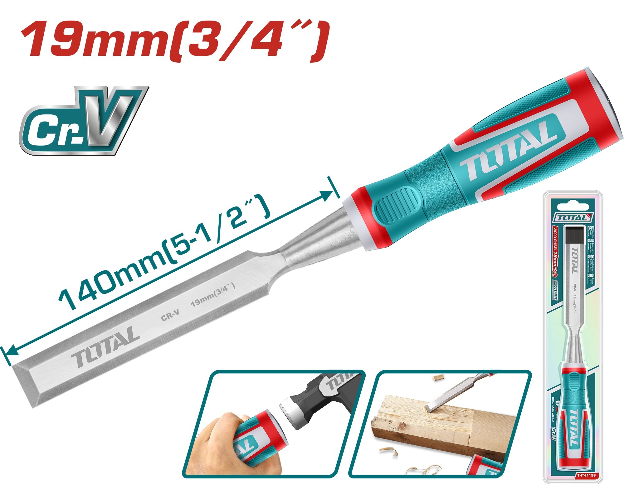 Kaltas TOTAL, medžiui, CR-V, 19x140 mm, THT41196