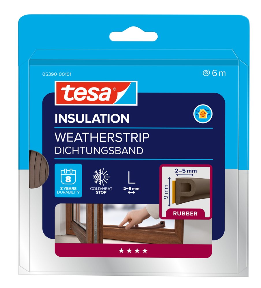 Sandarinimo juosta TESA, ruda, P profilis, 6m x 9mm x 5mm