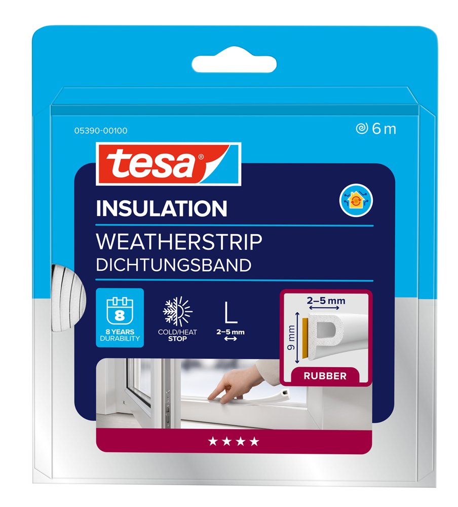 Sandarinimo juosta TESA, balta, P profilis, 6m x 9mm x 5mm