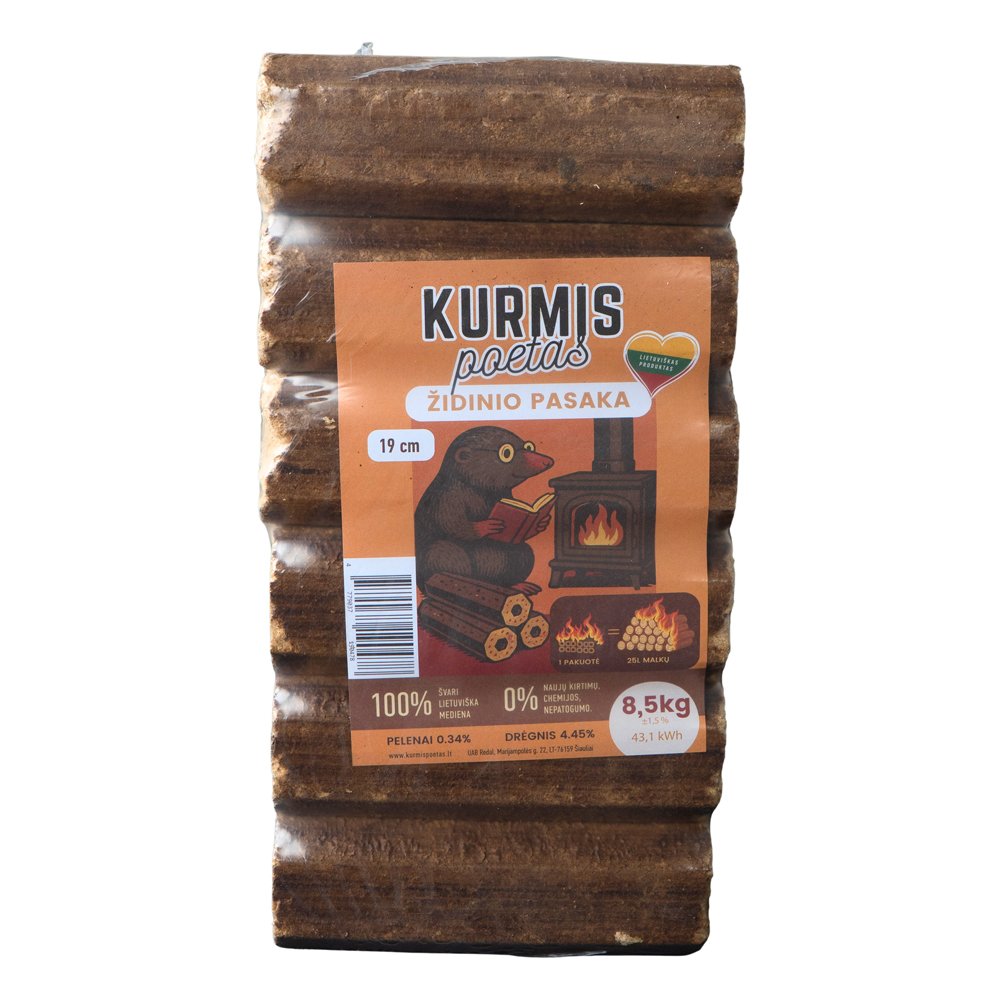 Mišrios medienos pjuvenų briketai Pini Kay „Kurmis Poetas“, 8,5 kg
