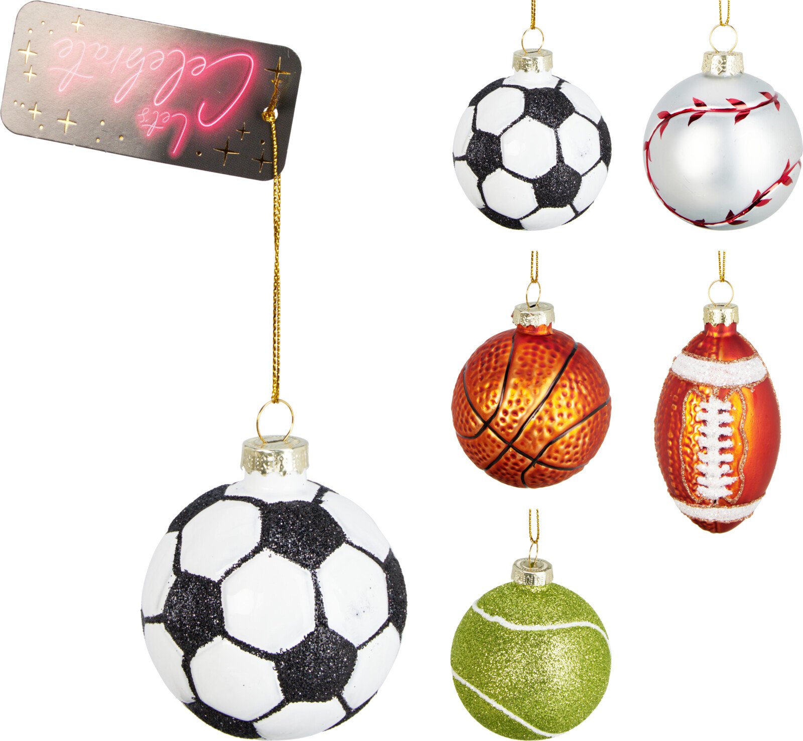 Eglutės žaisliukas Kamuolys, stiklas, 5 skirtingi dizainai, skersmuo 6 cm