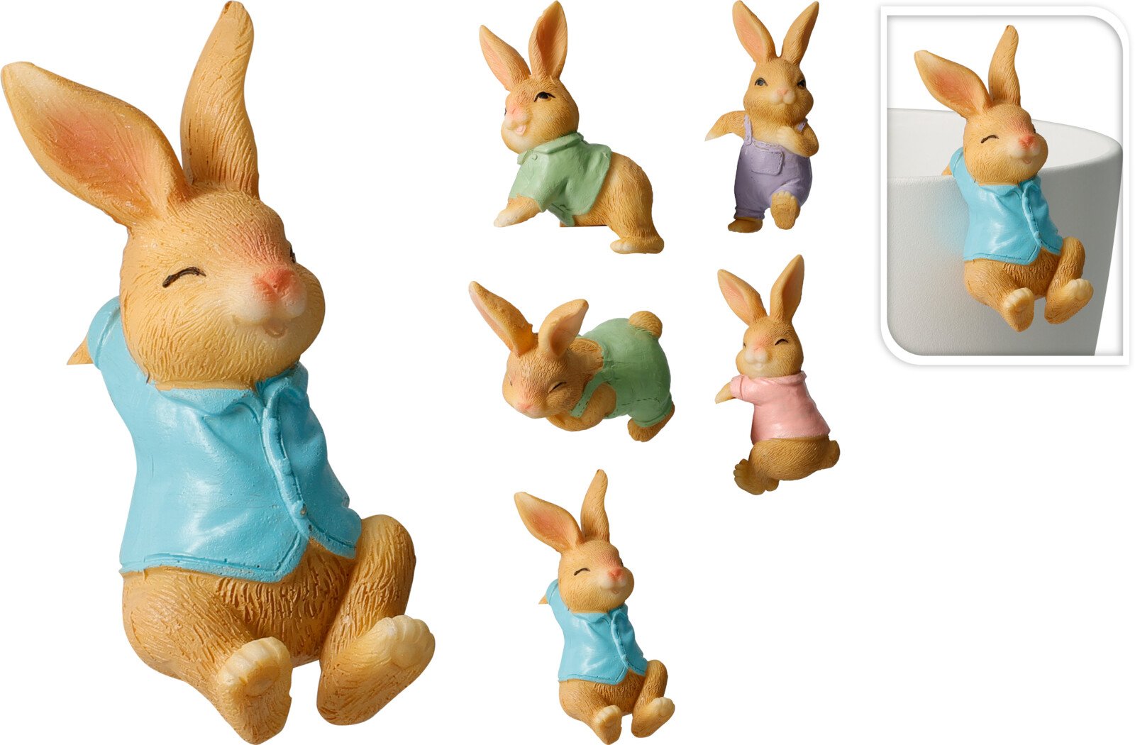 Velykinė dekoracija Zuikis, 5 x 3 x 8 cm, 5 skirtingi dizainai