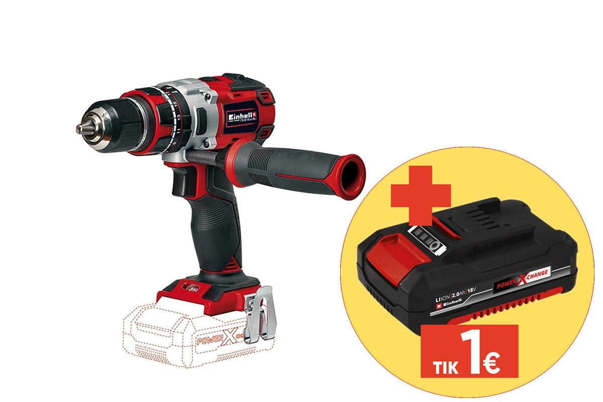 Akumuliatorinis smūginis gręžtuvas EINHELL TE-CD 18, Solo, 18 V, Li-ion, be akumuliatoriaus ir kroviklio