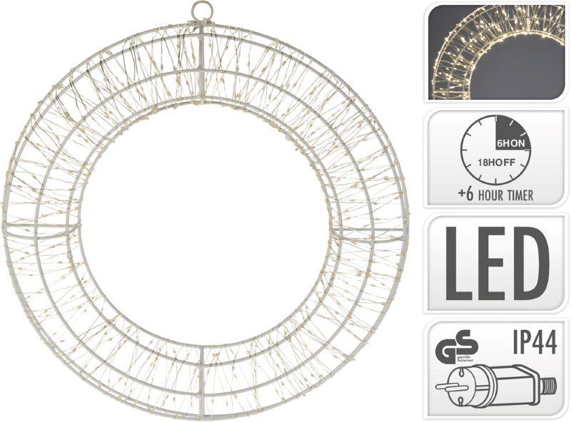 LED dekoracija, žiedo formos, 720 LED, šiltai baltos sp.