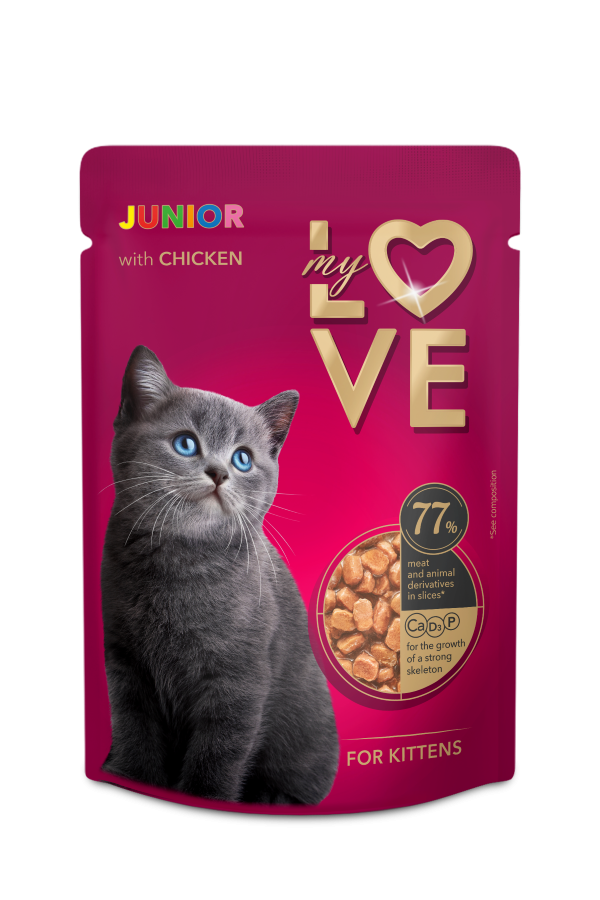 Konservuotas kačiukų ėdalas MY LOVE, su vištiena, 85 g