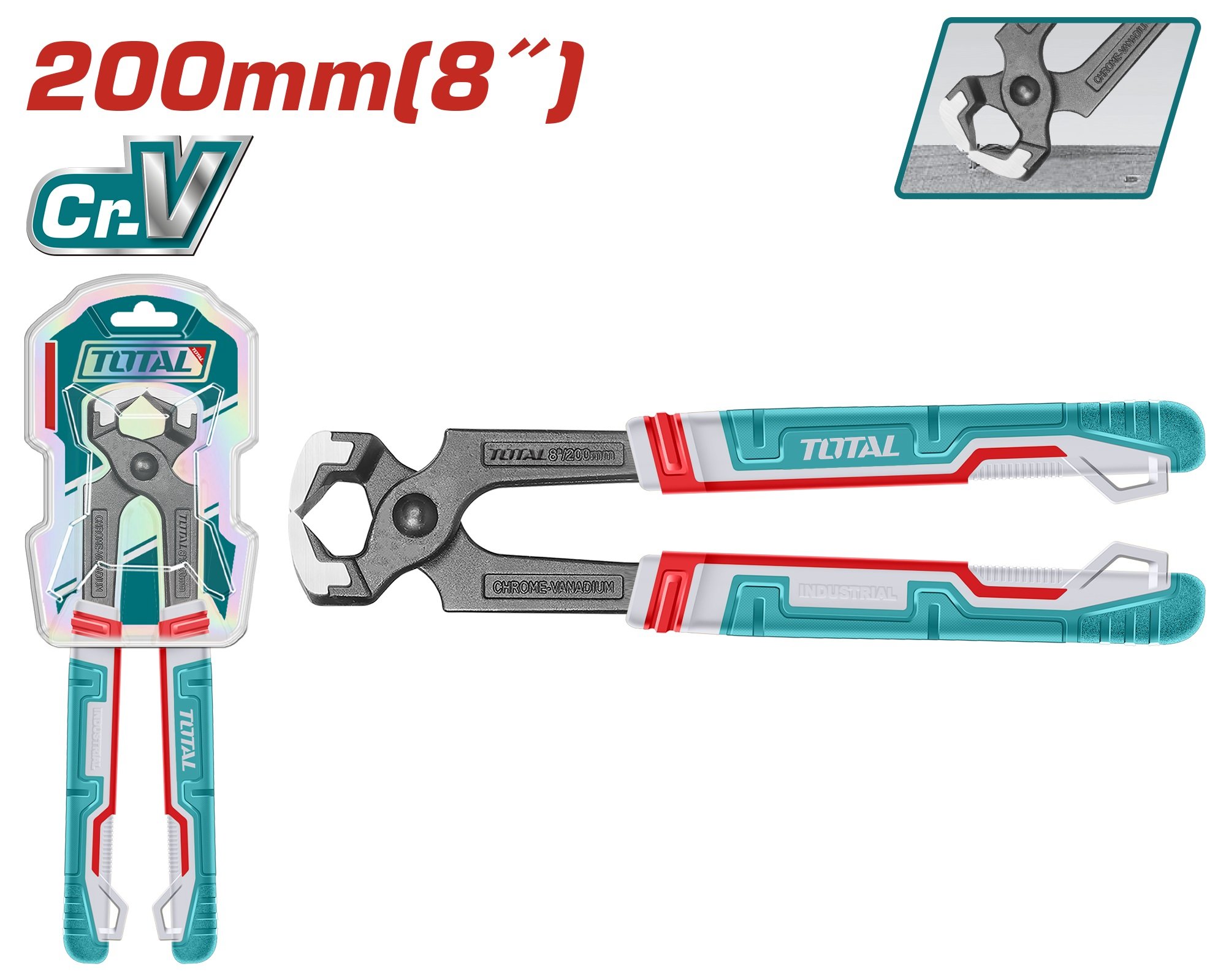 Žnyplės plačios TOTAL, Cr-V, 200 mm, THT290801