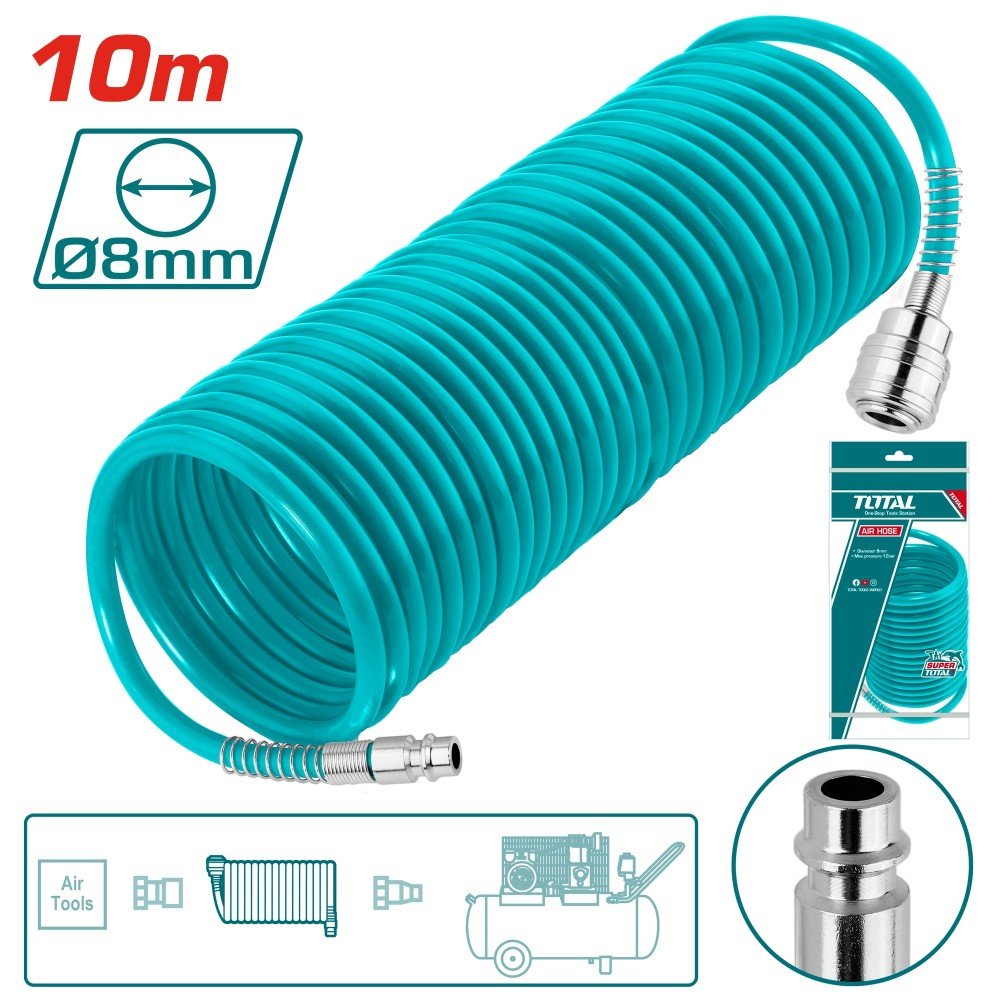 Spiralinė aukšto slėgio žarna TOTAL, 10m, PU, Ø5/8 mm THT11101
