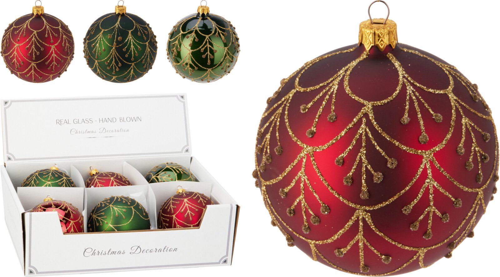 Eglutės žaisliukas, stiklas, 3 skirtingos sp., skersmuo 10 cm