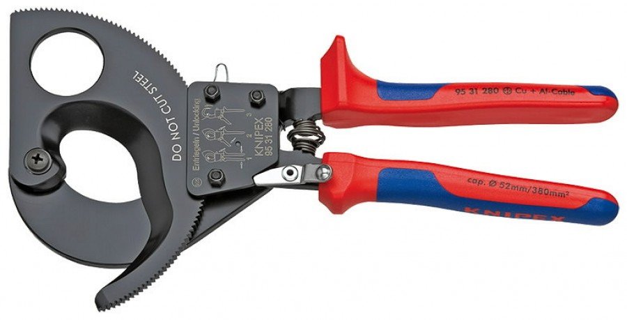 Kabelių kirpimo terškinės žirklės KNIPEX, D52mm/380mm2