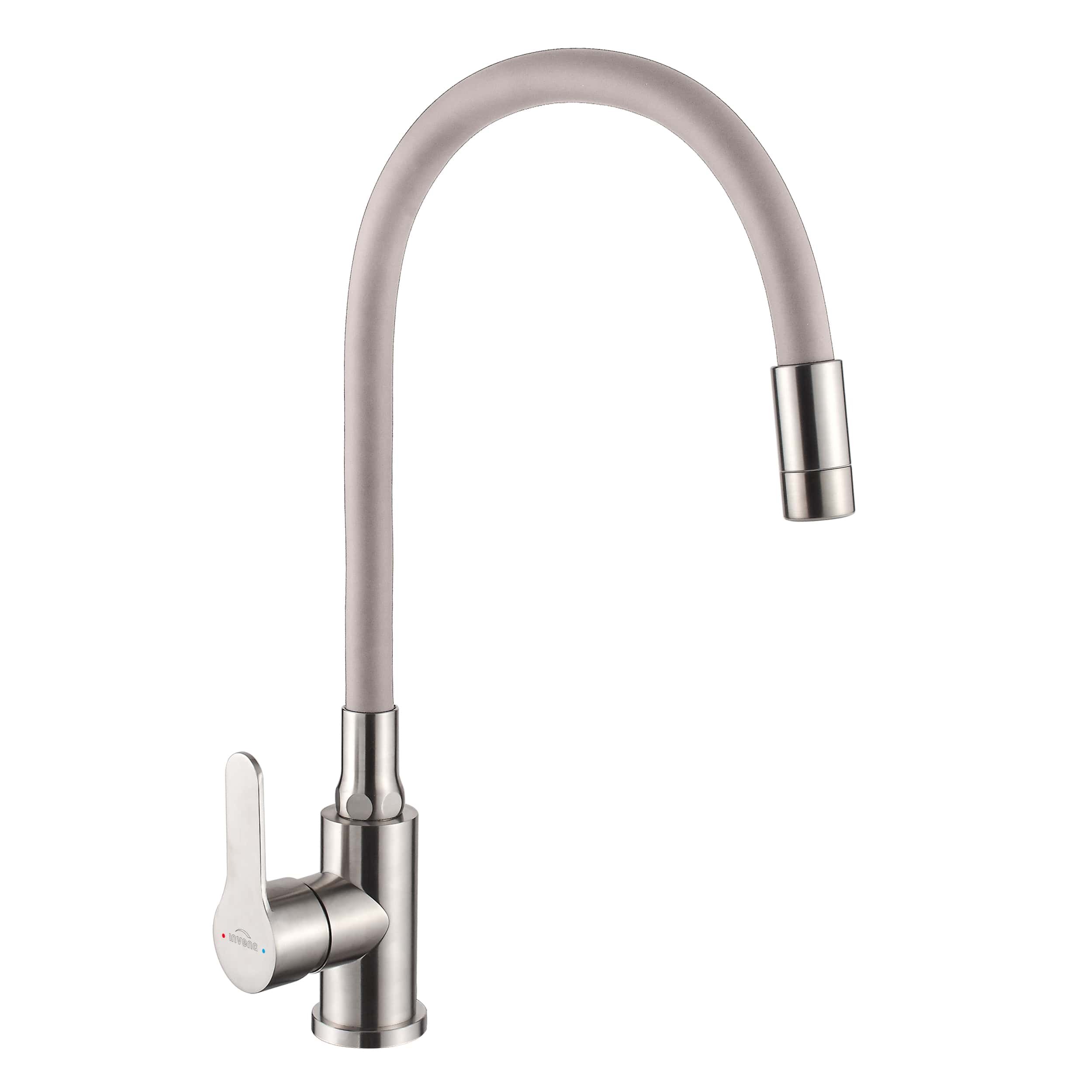 Plautuvės maišytuvas INVENA KSANTI, lanksčiu 2 funkcijų snapu, spl. smėlio, BZ-37-I03-L