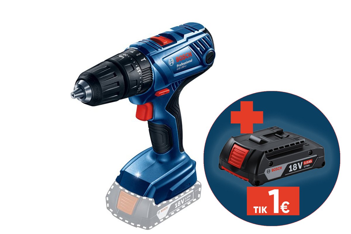 Akumuliatorinis smūginis suktuvas BOSCH Professional GSB, 18V-21 SOLO, sukimo momentas 21-55 Nm, 13 mm griebtuvas, 06019H1176, be akumuliatoriaus ir kroviklio