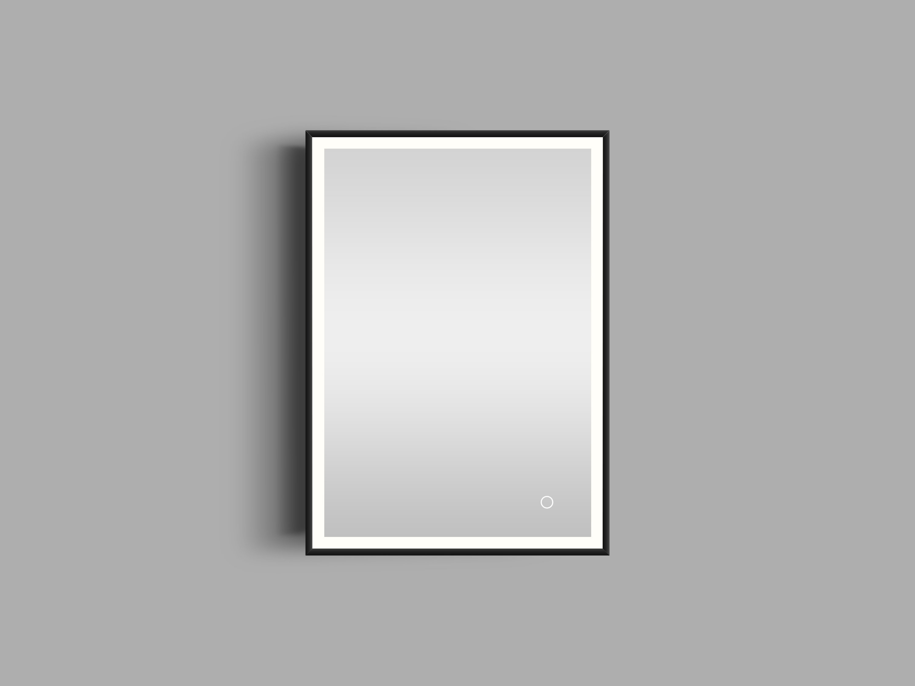 Veidrodis VENTO MONZA, 50 x 70 cm,LED,4mm, 220-240V, 50HZ,liečiamas mygtukas, juodas rėmas, šviesos temp. 5000-5500K, kabinamas horizontaliai arba vertikaliai